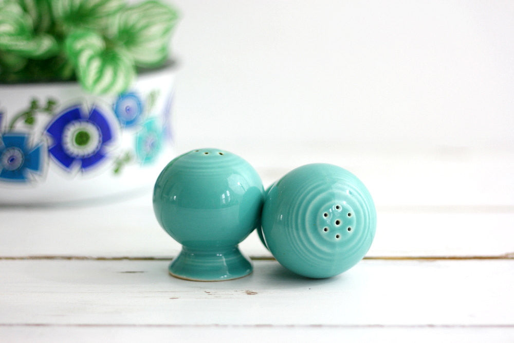 Vintage turquoise salt and pepper shakers 5 Tall