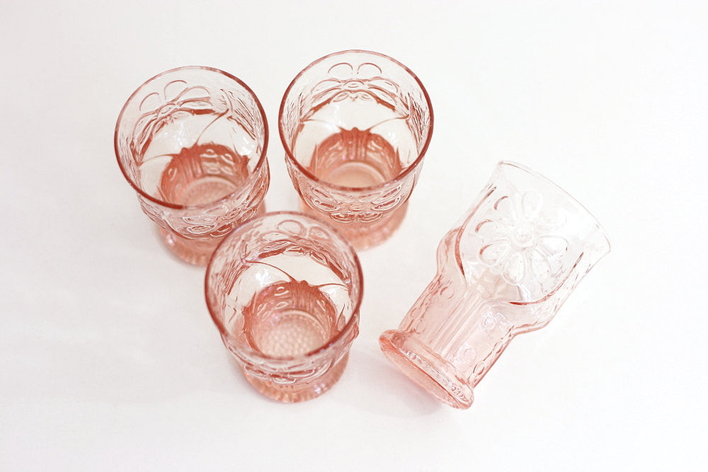 Vintage Libbey Pink Wine Glasses- Set of 4