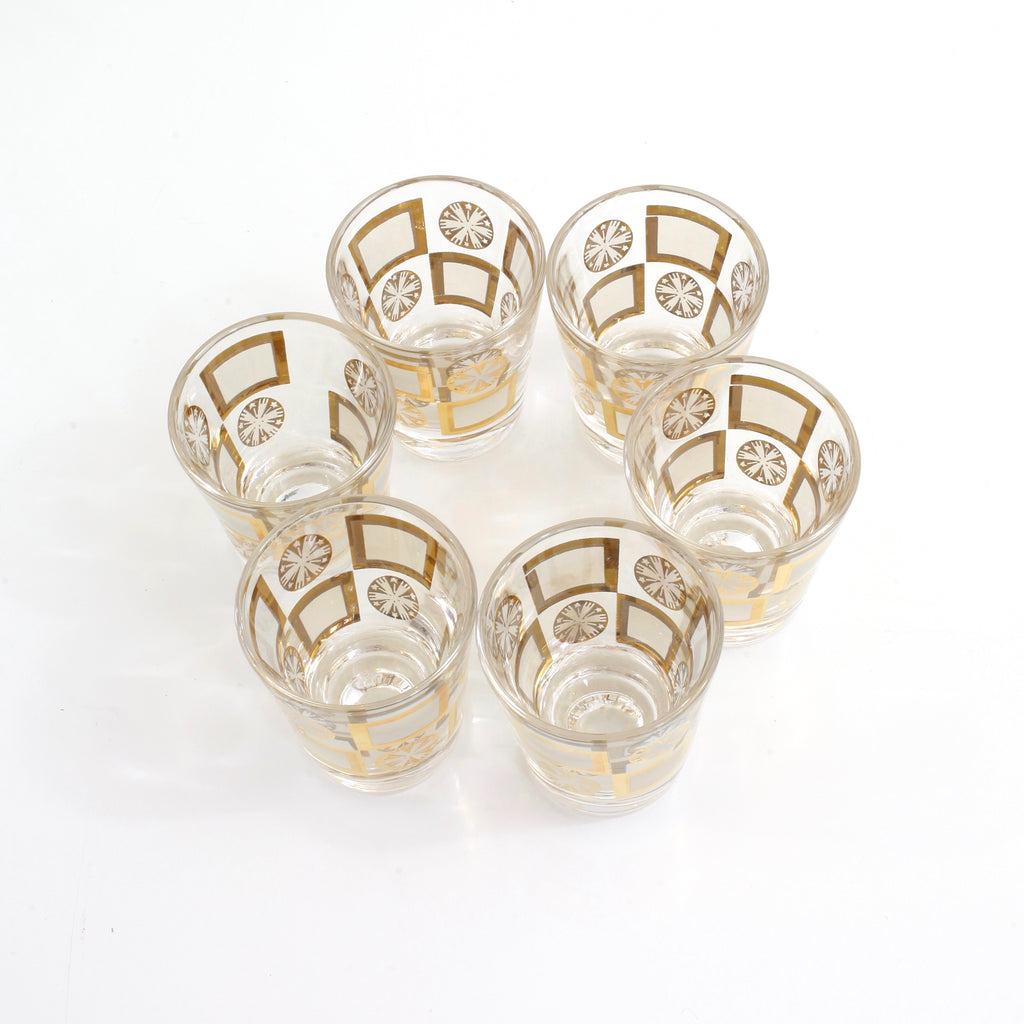 Sold Mid Century Modern Gold Starburst Shot Glasses Wise Apple Vintage