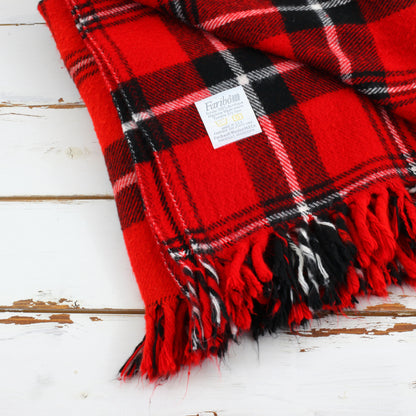 SOLD - Vintage Faribo Plaid Throw Blanket / Red & Black