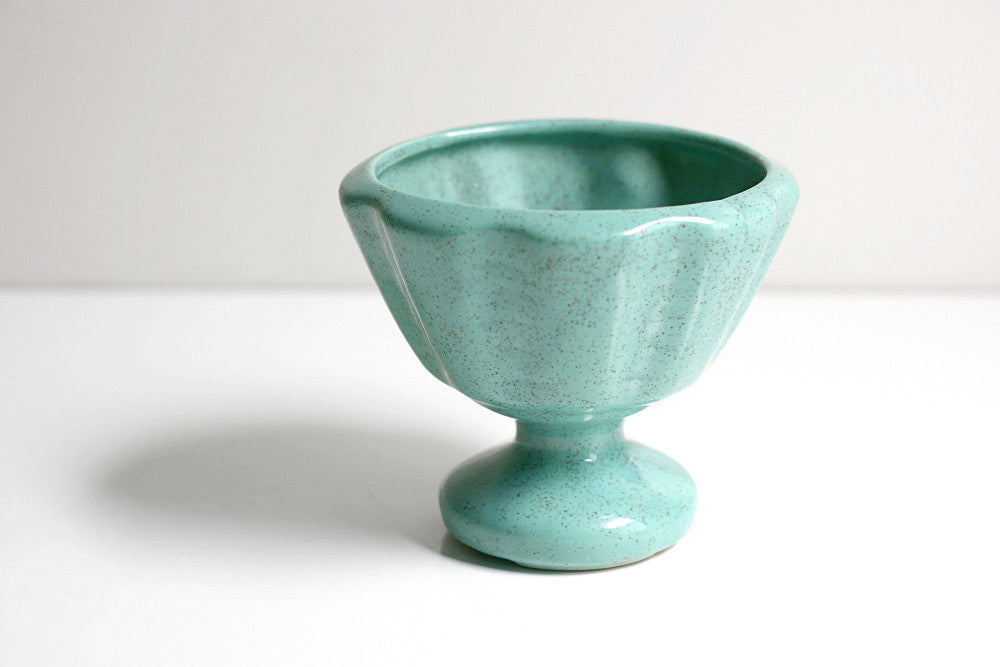 SOLD - Mid Century Modern Aqua Blue Pedestal Planter / Vintage Ceramic Planter