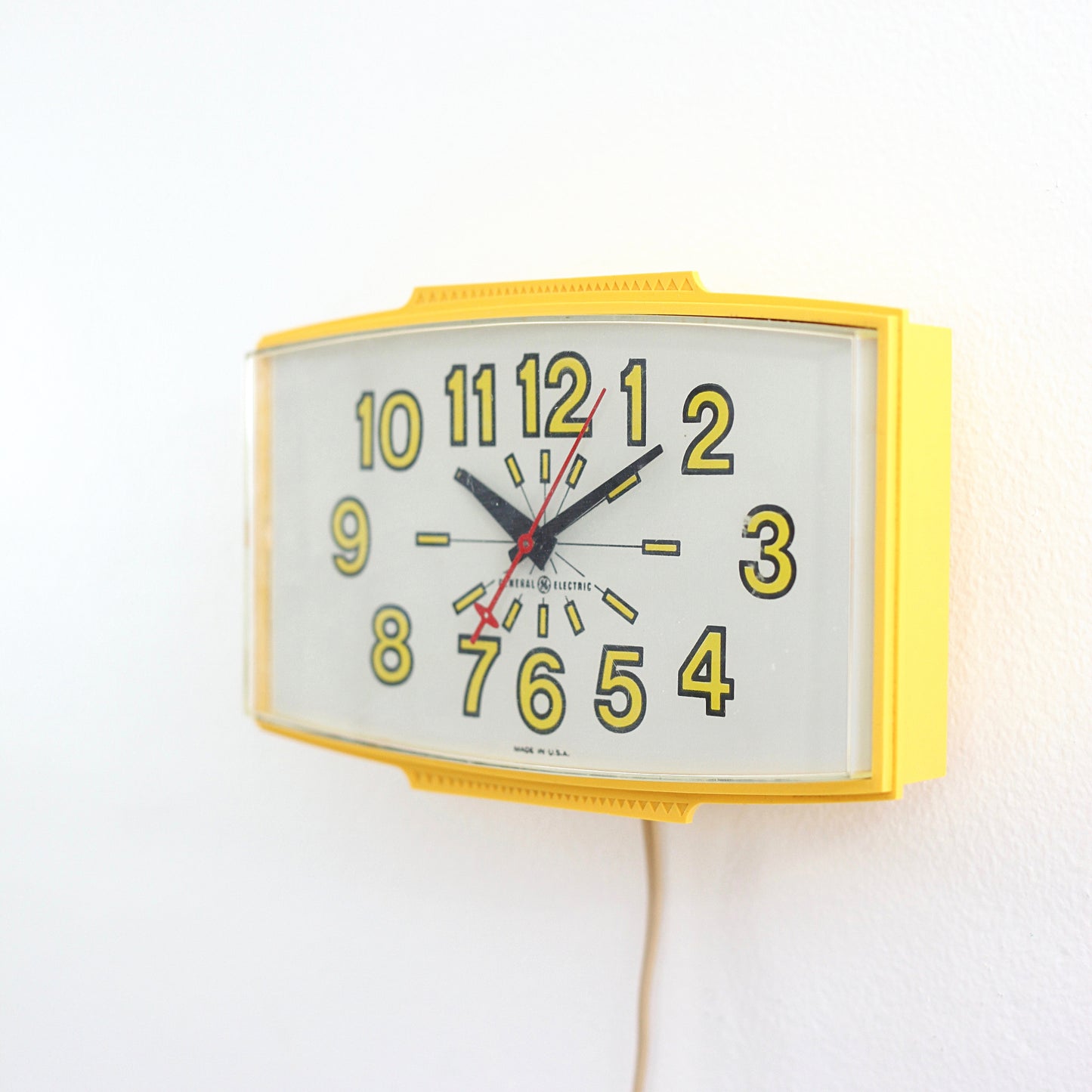 SOLD - Vintage 1960s Yellow General Electric Wall Clock