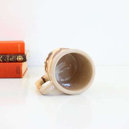 SOLD - Vintage Nemadji Pottery Mug / Orange & Brown Swirl